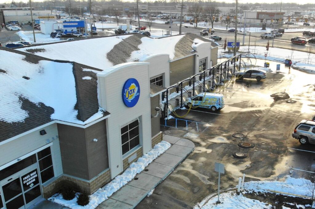 Jax Car Wash Madison Heights aerial exterior wash bays