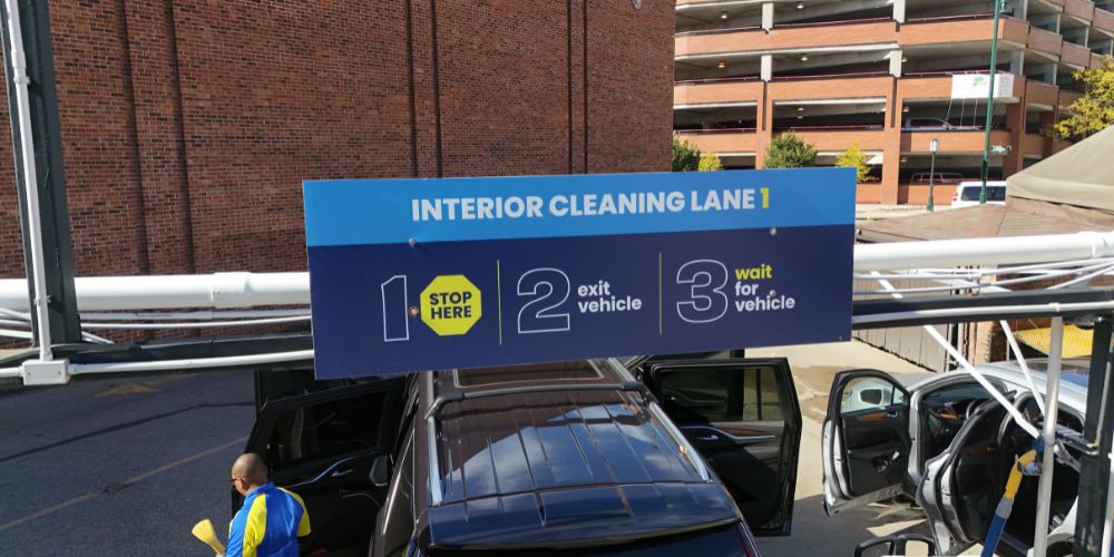 Jax Car Wash Birmingham interior cleaning lane signage