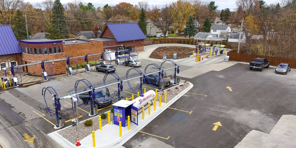 Jax Car Wash Howell aerial exterior self serve bays