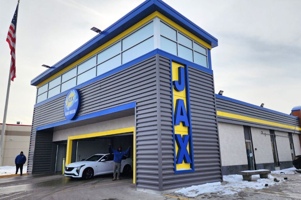 Modern Jax Kar Wash exterior with vehicle entrance