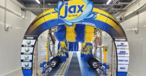 Interior view of Jax Kar Wash automatic wash tunnel
