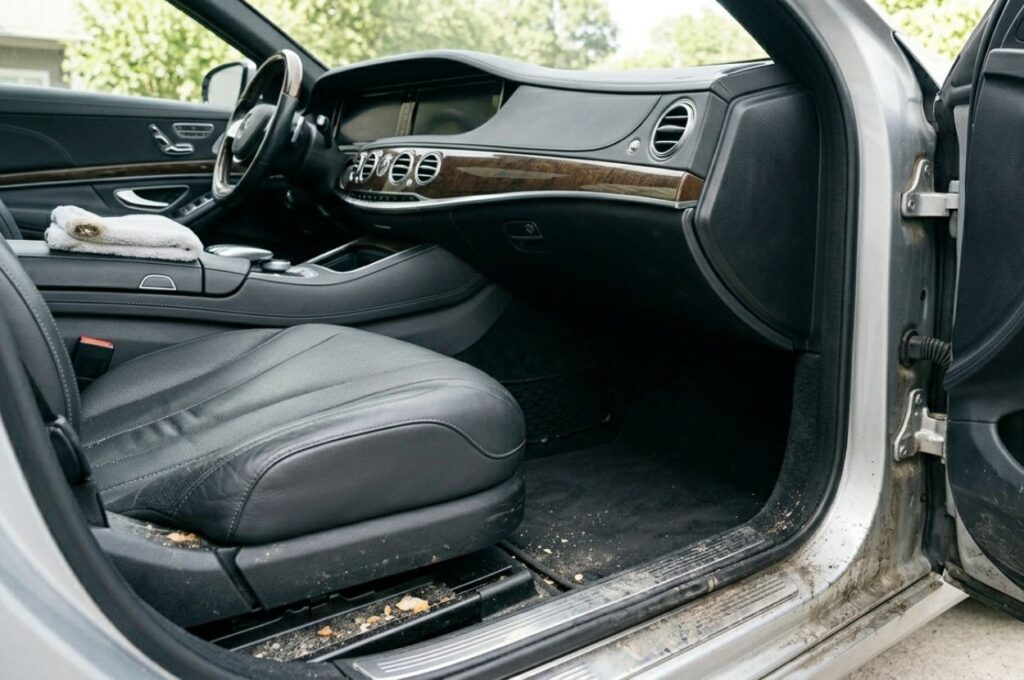 Vehicle interior showcasing multiple commonly overlooked cleaning areas