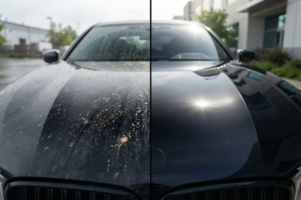 Split-view automotive detailing