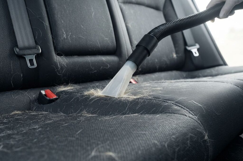 Cleaning pet hair with vacuum
