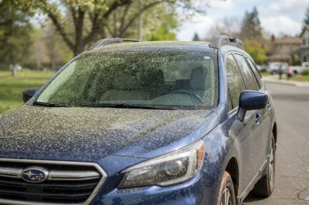 Pollen covered car