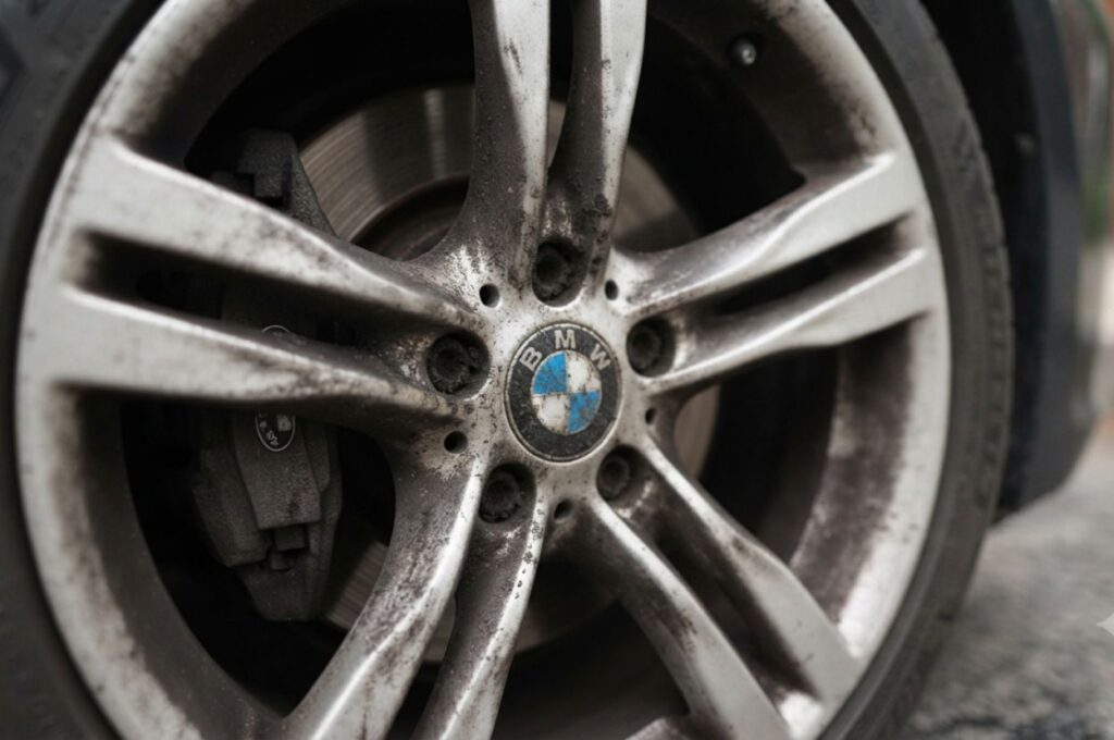 Wheel filled with brake dust